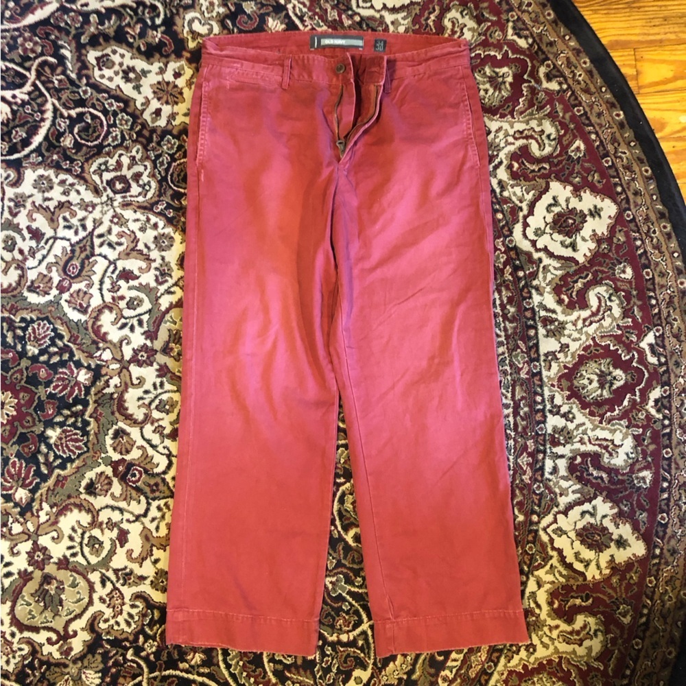Old Navy Red Rust Straight Jeans Statement Piece 34/30